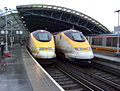Image 34A pair of Eurostar trains at the former Waterloo International since moved to St Pancras International (from 1990s)