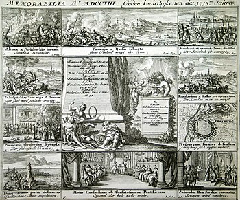 Memorabilia A. MDCCXXIII Gedenckwürdigkeiten des 1713ten Jahres, aus: Gedenckwürdigkeiten des ietzt lauffenden achtzehenden Jahr-Hunderts &c., Nürnberg 1739