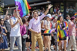 Canadian PM Justin Trudeau, at Vancouver Pride Parade, 2018