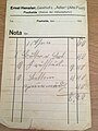 A handwritten restaurant order in Kurrent from the 1920s