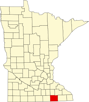 Map of Minnesota highlighting Mower County