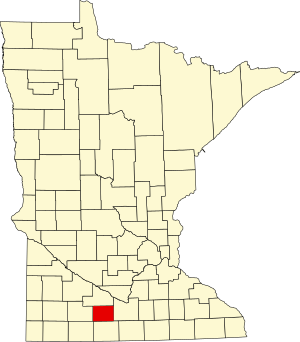 Map of Minnesota highlighting Watonwan County