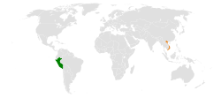 Map indicating locations of Peru and Vietnam