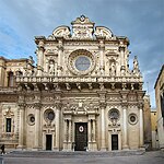 A baroque church with highly decorated facade