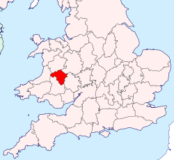 Radnorshire shown within England and Wales