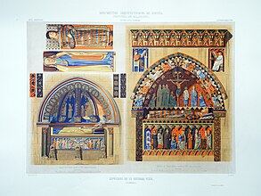 "Salamanca. Some sepulchers of the Old Cathedral", chromolithograph by Teófilo Rufflé, illustrated page of 1865.