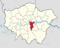 Southwark shown within Greater London