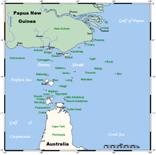 A map of the Torres Strait Islands.