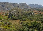 Two mogotes showing their typical rounded shape in Viñales Valley in Pinar del Río Province, western Cuba