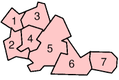 Numbered map of the metropolitan boroughs in county