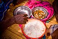 Ugali and usipa (small fish), staples of the Yawo people of the African Great Lakes