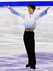 Hanyu after his short program at the 2015–16 Grand Prix Final in Barcelona