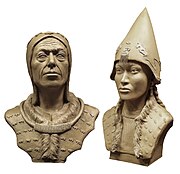 Forensic reconstruction of the King and Queen of Arzhan-2, in their burial costumes