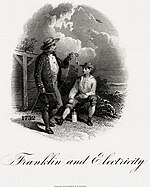 BEP vignette of Franklin and Electricity by Alfred Jones