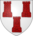 Drei gemauerte rote Zinnentürme im Wappen von Allenwiller