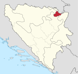 Location of Brčko District within Bosnia and Herzegovina