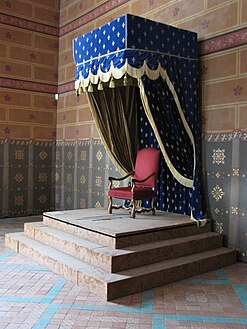 Balachin in blue decorated with fleurs-de-lys in the former royal residence of Château de Blois