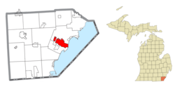 Location within Monroe County and the state of Michigan