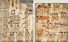 Enthronization of a Mongol ruler. Double-page illustration of Rashid-ad-Din's Gami' at-tawarih. Tabriz (?), 1st quarter of 14th century.