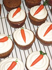 Carrot cupcakes with cream cheese frosting