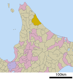 Location of Esashi in Hokkaido (Sōya Subprefecture)