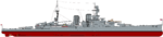 Profil der HMS Repulse, eines der Schiffe der Renown-Klasse