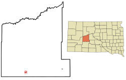 Location in Haakon County and the state of South Dakota