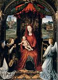Hans Memling: Thronende Madonna mit Kind und zwei Engeln (ca. 1490)