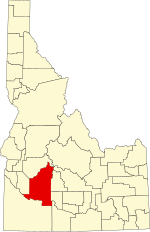 Map of Idaho highlighting Elmore County