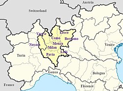 Milan metropolitan area within northern Italy, as identified by OECD