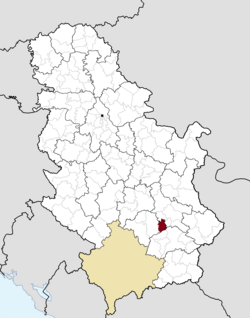 Location of the municipality of Žitorađa within Serbia