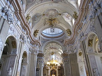 Pilasters, cornice and vault of St Anne's Church, Kraków, Poland