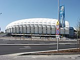 Exterior of the municipal stadium in Poznań