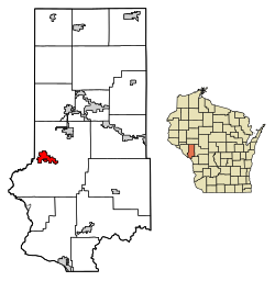 Location of Arcadia in Trempealeau County, Wisconsin.