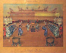 Phục mạng ceremony when mandarin receive the edict from the Emperor.