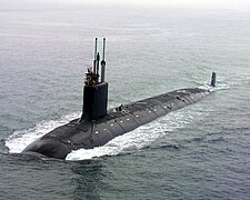 USS Virginia (SSN-774), a nuclear-powered fast attack submarine and the lead ship of her class