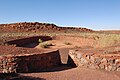 Ruins at Wupatki National Monument, Arizona. There is disagreement among archaeologists whether these structures in the American Southwest were used for ballgames, although the consensus appears that they were. There is further discussion concerning the extent that any Southwest ballgame is related to the Mesoamerican ballgame.