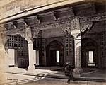 Samuel Bourne, "Interior of Zenana in Fort. Agra, 1224," 1863–1869, photograph mounted on cardboard sheet