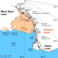 Lage vom ostantarktischen Viktorialand mit dem Kap Adare