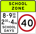 (R4-V105) 40 km/h Speed Limit School Zone (used in Victoria)