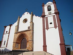The historical Cathedral of Silves with Manueline portico]]
