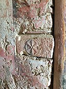 Detail of the early Christian IX monogram in the chapel of La Gayolle (La Celle, Var).