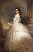 Elisabeth „Sissi“ von Österreich mit einem Kleid von Worth. Porträt von Franz Xaver Winterhalter, 1865