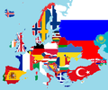 All countries in Europe, with their flags.