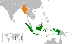 Map indicating locations of Indonesia and Myanmar