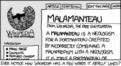 One of the xkcd comics, parodying Wikipedia's writing style.