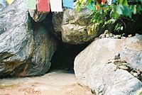 A natural cave for meditation in Vulture Peak, one of the favourite abodes of the Buddha