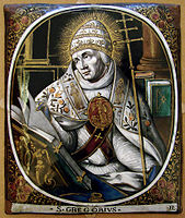 St. Gregory the Great in painted Limoges enamel on a copper plaque, by Jacques I Laudin