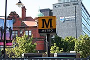 The Metro cube sign – a common sight at stations across the Metro network.