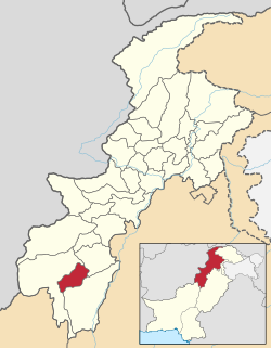 Karte von Pakistan, Position von Distrikt Tank hervorgehoben